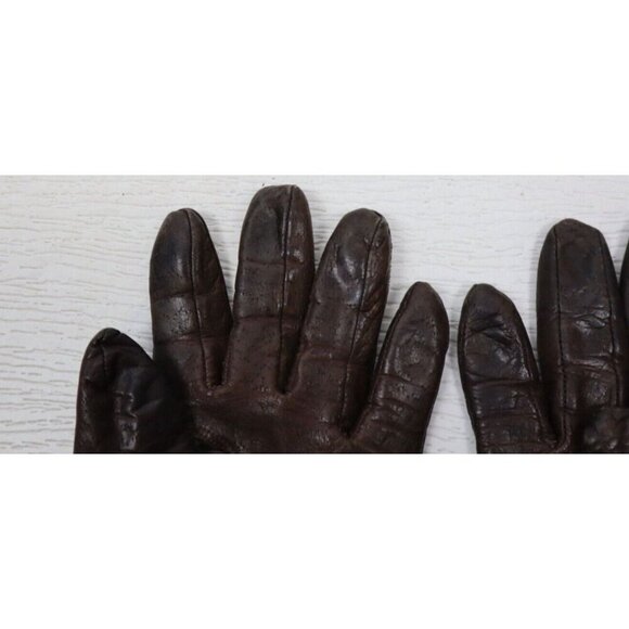 CARDINAL GLOVE COMPANY - VINTAGE WOMEN'S BROWN COWGRAIN LEATHER GLOVES - SIZE M - Picture 6 of 10